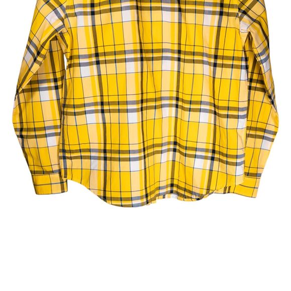 Ralph Lauren Women's Shirt Yellow Blue Plaid Check Logo Preppy Button Up Top PM - Picture 9 of 10